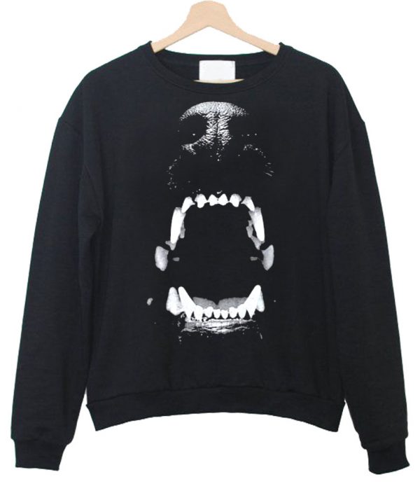 angry dog teeth sweatshirt