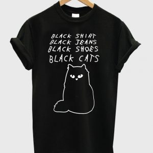 Black Shirt Jeans Shoes Cats T Shirt