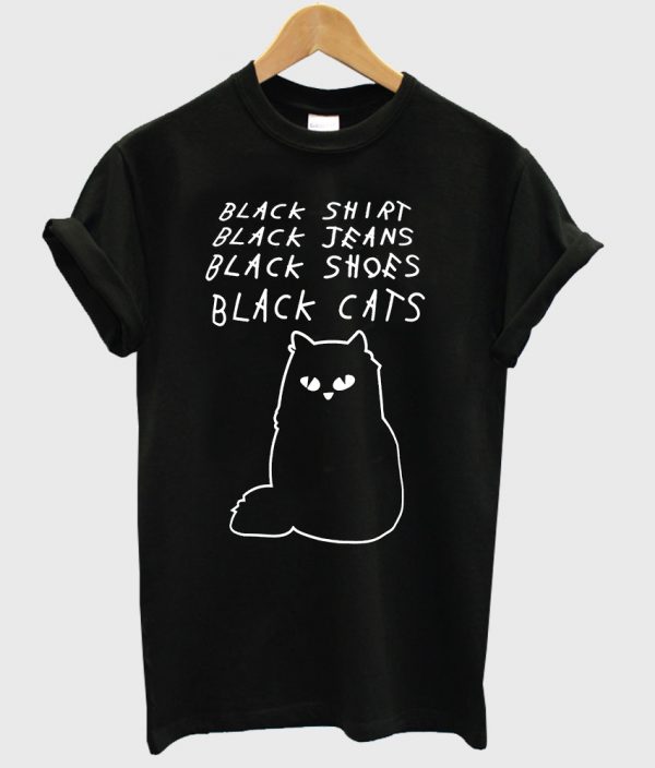 Black Shirt Jeans Shoes Cats T Shirt