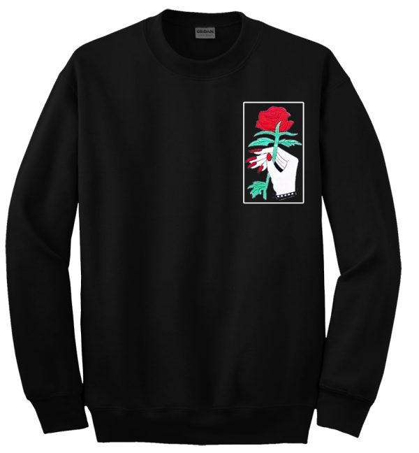 rose flower hand sweatshirt