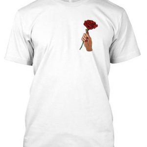 rose in hand t shirt
