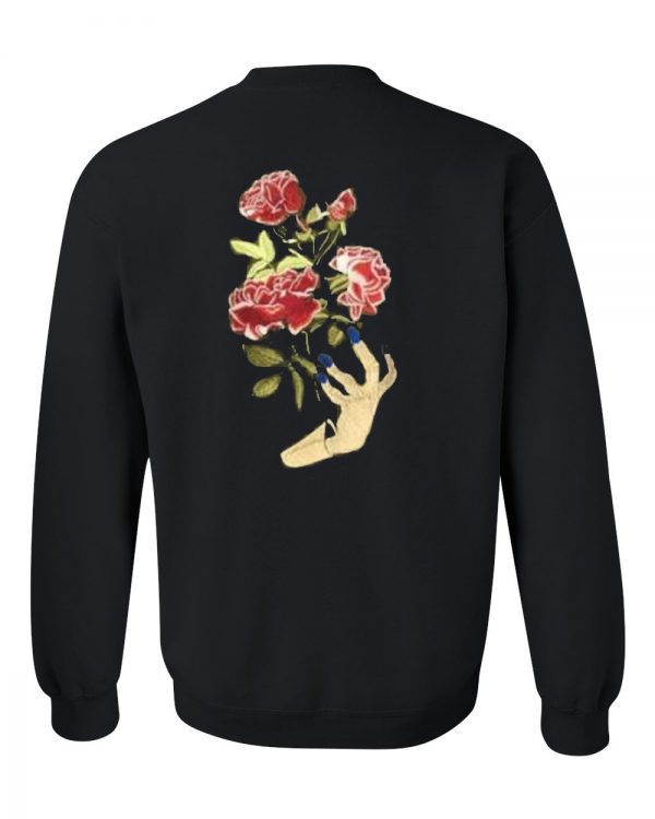 Embroidered rose sweatshirt back