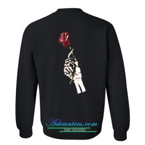 rose skeleton hand sweatshirt back