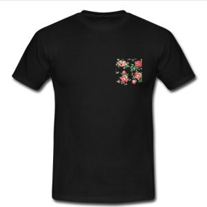 Rose flower Print Pocket T Shirt