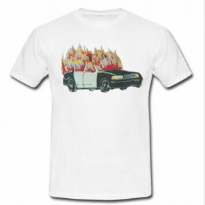 burning police car t shirt