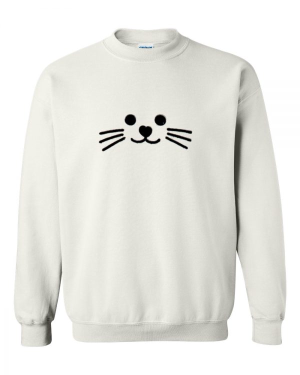 Kawaii cat white sweatshirt