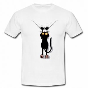 Scratching Black Cat T shirt