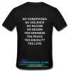 No Homophobia No Violence T Shirt back