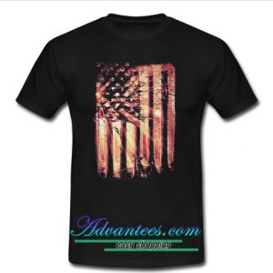 Deer Hunting Club light American flag t shirt