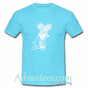 hold flower hand t shirt