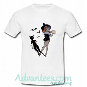 Vintage Redhead Pinup Witch T Shirt