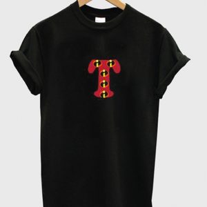 T font logo incredibles style t-shirt