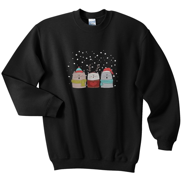 three cat sing christmas sweatshirt