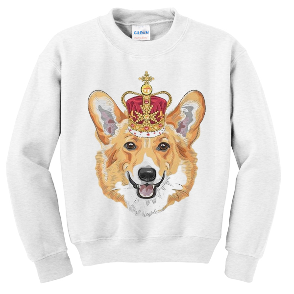 corgi with crown sweatshirt