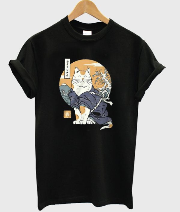 cat samurai t-shirt