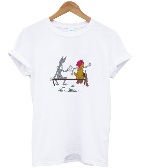 bugs and elmer smoking t-shirt