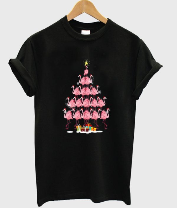 flamingo christmas tree t-shirt