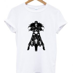 woman motorcycle biker t-shirt