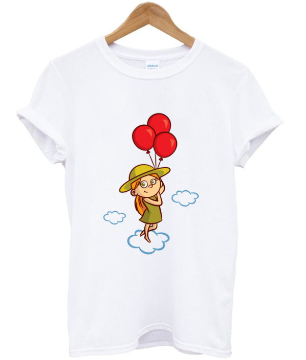 girl with yhe balloons t-shirt