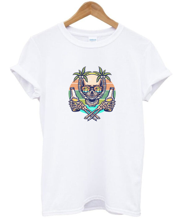 skull summer beach t-shirt