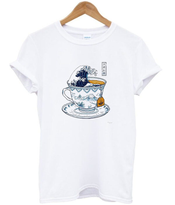 the great wave of kanagawa tea cup t-shirt