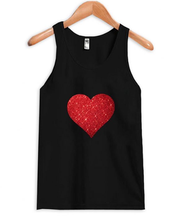 glitter heart muscle tank top