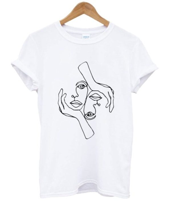 Two Faces One Line Drawing T-Shirt