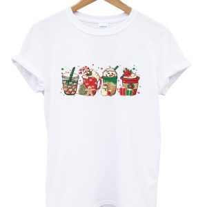 snowmen red peppermint iced latte sweets snow cozy winter t-shirt