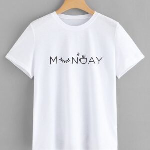 MONDAY Letter Print T-SHIRT thd