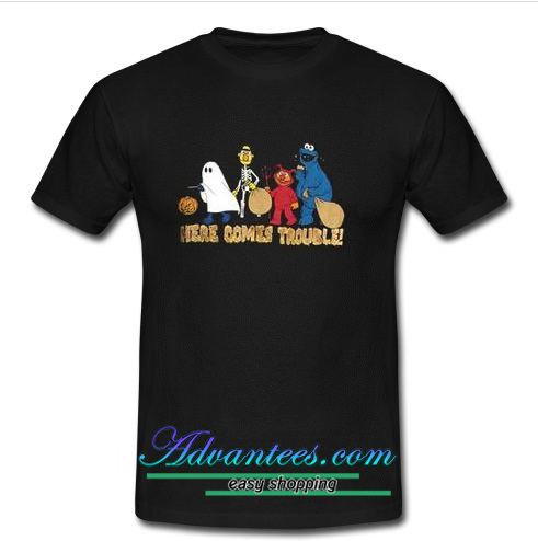 Vintage Sesame Street Here Comes Trouble Halloween T Shirt