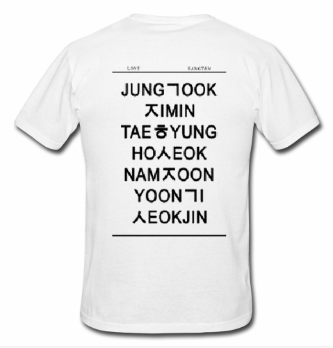 bts members names in hangul t shirt back